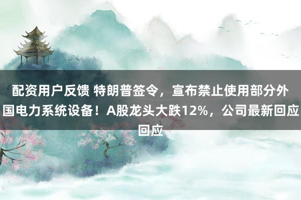 配资用户反馈 特朗普签令，宣布禁止使用部分外国电力系统设备！A股龙头大跌12%，公司最新回应